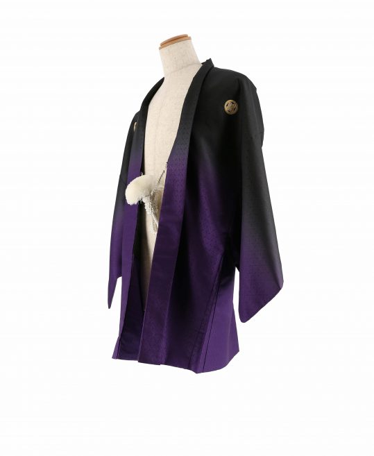 紋付袴レンタル・成人式・結婚式・卒業式【羽織】黒から紫のグラデーション　金の鷹No.293